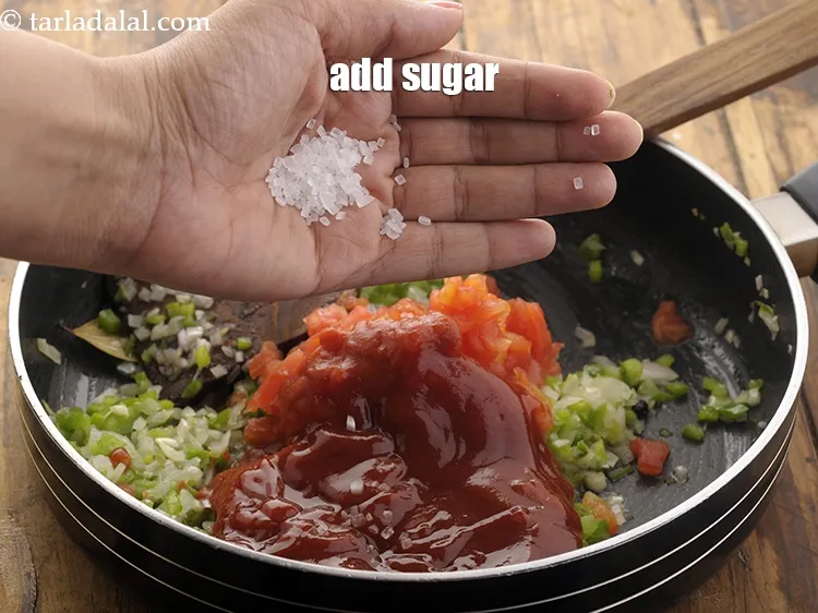 Step 13 – Add sugar. If at all there is excess sourness in our tomato or tomato puree, …