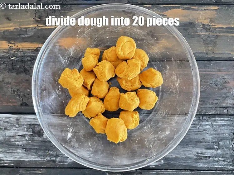 Step 14 – Divide the dough into 20 equal portions.