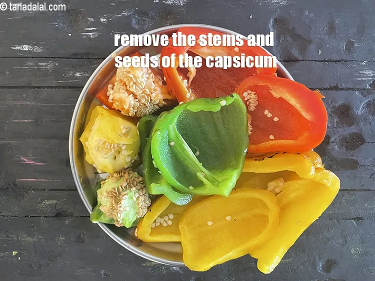 Step 14 – <meta charset="UTF-8" /><u><em>Remove the stems and seeds.</em></u>&nbsp;You can chop into pieces or cubes.&nbsp;