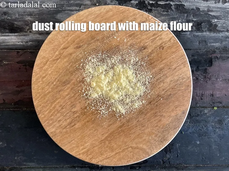 Step 14 – <meta charset="UTF-8" /> Dust the rolling board with a little maize flour.&nbsp;