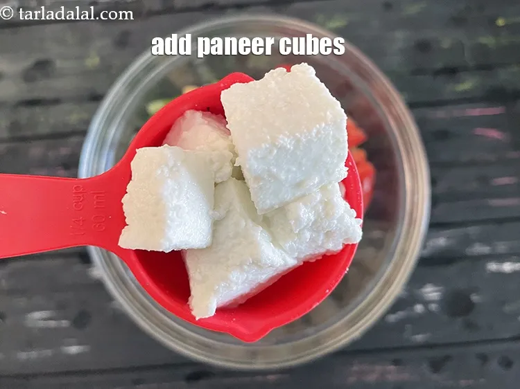 Step 23 – Add&nbsp;<meta charset="UTF-8" />1/4 cup&nbsp;<a href="glossary-paneer-cubes-cottage-cheese-cubes-1002i">paneer (cottage cheese) cubes</a>. <u><em>Use low fat paneer if diabetic or …