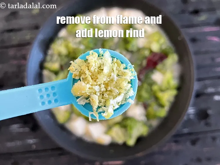 Step 38 – Make sure you add the lemon rind after switching off the flame, to avoid it …