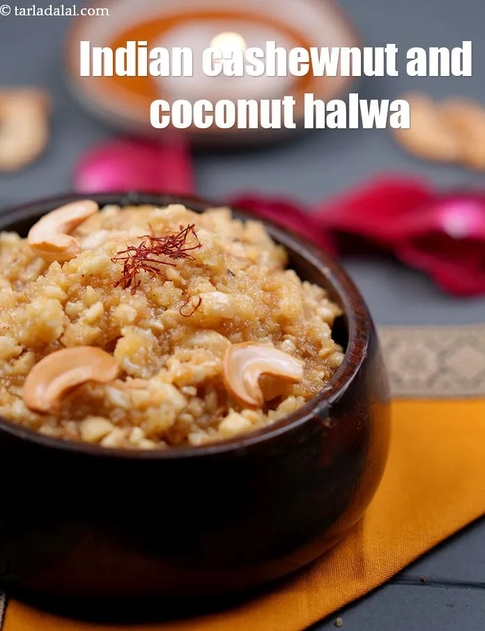 Step 14 – Serve <strong>kaju kopra sheera recipe | Indian cashewnut and coconut halwa | nariyal aur kaju …