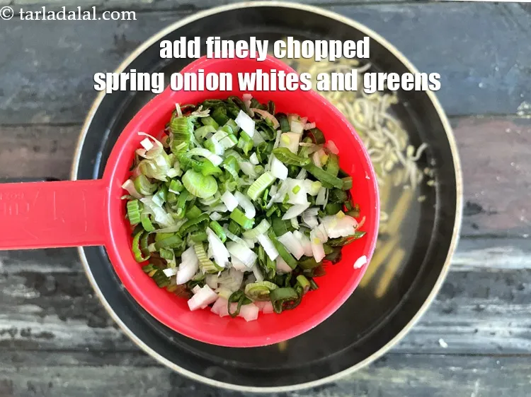 Step 27 – Add&nbsp;<meta charset="UTF-8" />3/4 cup&nbsp;finely&nbsp;<a href="glossary-chopped-spring-onions-1575i">chopped spring onions</a>&nbsp;(whites and greens).