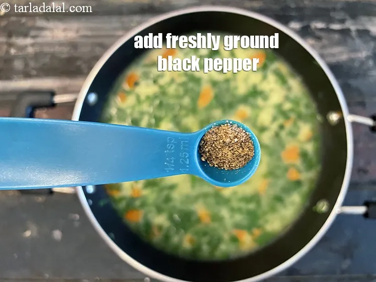 Step 14 – Add freshly ground black&nbsp;pepper to taste. We added 1/4 th&nbsp;tsp pepper.