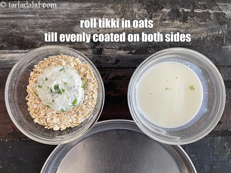 Step 16 – Then roll them in the oats till they are evenly coated from both the sides.