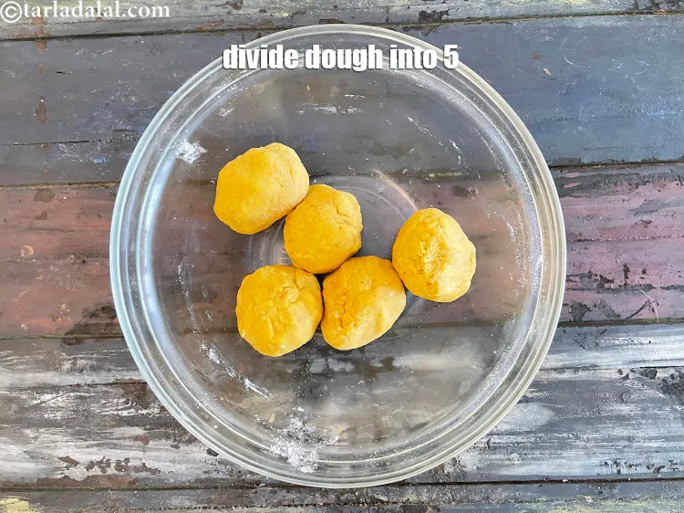 Step 19 – Divide the dough into 5 equal portions.