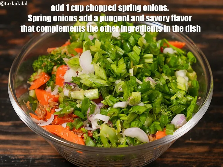 Step 23 – Add&nbsp;<meta charset="UTF-8" />1 cup&nbsp;<a href="glossary-chopped-spring-onions-1575i">chopped spring onions</a>.&nbsp;Spring onions add a pungent and savory flavor that …