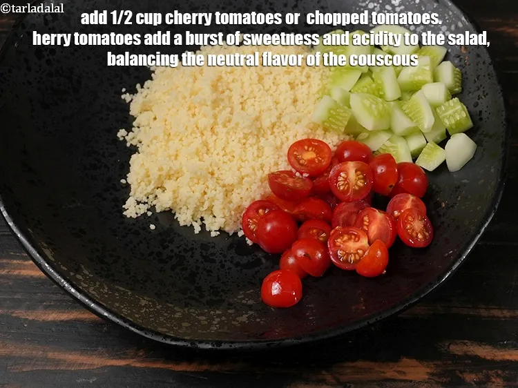 Step 15 – Add&nbsp;1/2 cup cherry tomatoes or&nbsp;&nbsp;<strong><a href="https://www.tarladalal.com/glossary-chopped-tomatoes-779i">chopped tomatoes</a>.&nbsp;</strong><meta charset="UTF-8" />herry tomatoes add a burst of sweetness …