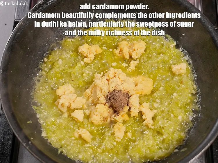 Step 16 – <p>Add 1/8 tsp&nbsp;<a href="https://www.tarladalal.com/glossary-cardamom-powder-elaichi-powder-265i">cardamom (elaichi) powder</a>. Cardamom beautifully complements the other ingredients in dudhi ka …
