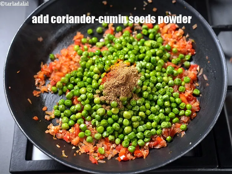 Step 15 – Ad&nbsp;1 tsp&nbsp;<a href="https://www.tarladalal.com/glossary-coriander-cumin-seeds-powder-dhania-jeera-powder-375i">coriander-cumin seeds (dhania-jeera) powder</a>.