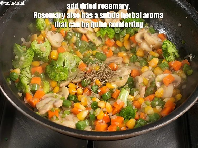 Step 15 – <p>Add 1 tsp <a href="https://www.tarladalal.com/glossary-dried-rosemary-675i">dried rosemary</a>. Rosemary also has a subtle herbal aroma that can …