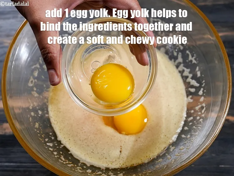 Step 15 – Add 1 <a href="https://www.tarladalal.com/glossary-egg-yolk-1955i">egg yolk</a>.&nbsp;Egg yolk helps to bind the ingredients together and create a …