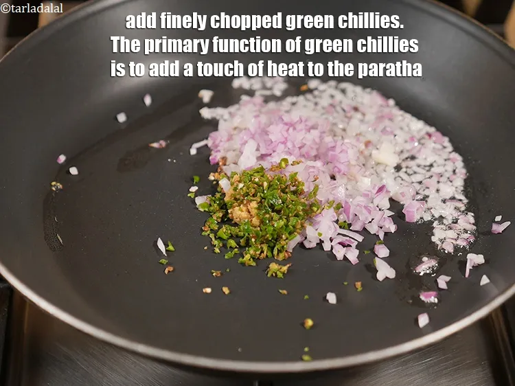 Step 16 – Add 2 tsp finely <a href="https://www.tarladalal.com/glossary-chopped-green-chilli-820i">chopped green chillies</a>. The primary function of green chillies is …