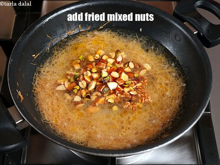 Step 15 – Add the fried mixed nuts.
