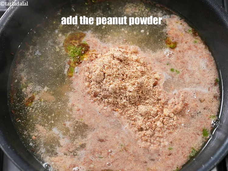 Step 15 – Once boiled add the peanut powder.