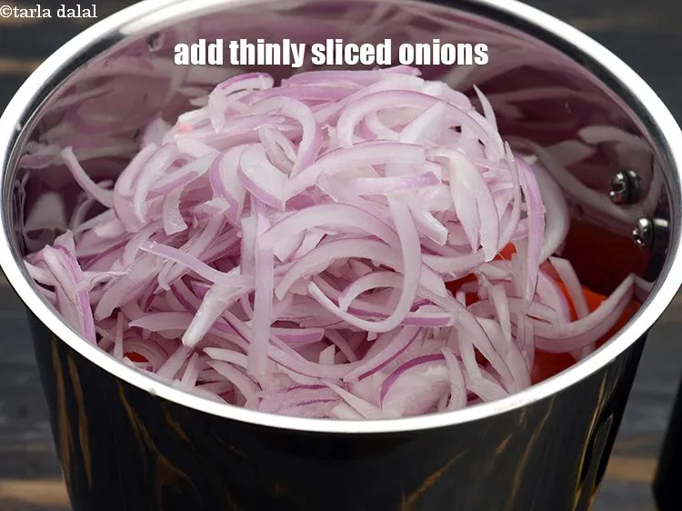 Step 17 – Add 1 cup thinly sliced onions.