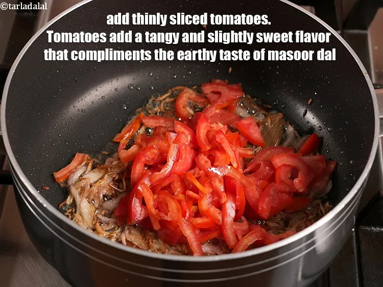 Step 15 – Add 1 cup thinly <a href="https://www.tarladalal.com/glossary-sliced-tomatoes-746i">sliced tomatoes</a>. Tomatoes add a tangy and slightly sweet flavor …