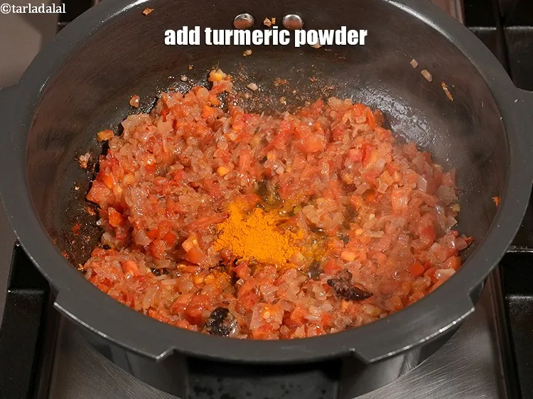 Step 16 – Add &frac12; tsp <a href="https://www.tarladalal.com/glossary-turmeric-powder-haldi-645i">turmeric powder (haldi)</a>.