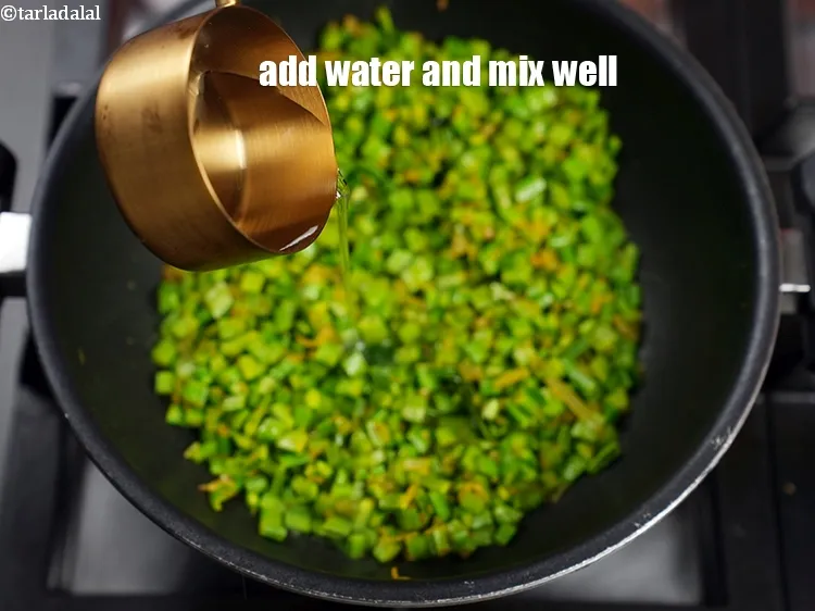 Step 15 – Add &frac12; cup of water and mix well.