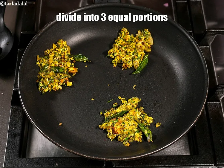 Step 15 – Divide into 3 equal portions and keep aside.