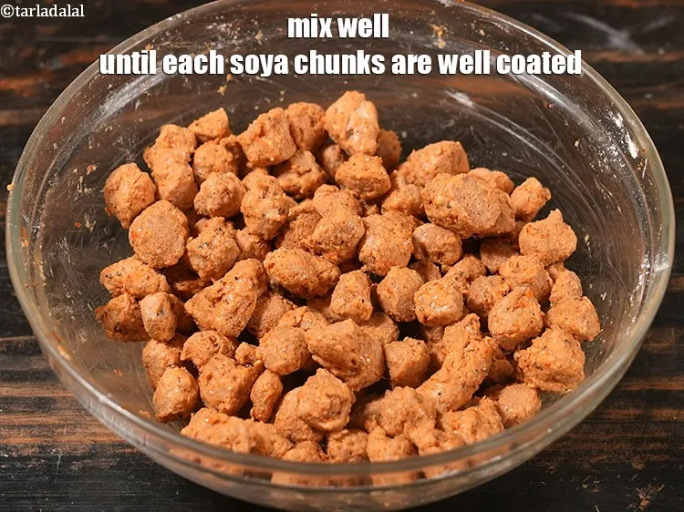 Step 15 – Mix well until each soya chunks are well coated.
