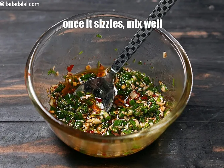 Step 15 – Once it sizzles, mix well.