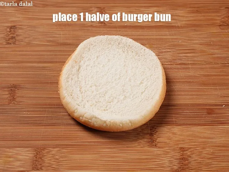 Step 15 – Place 1 halve of burger bun on a clean, dry surface.
