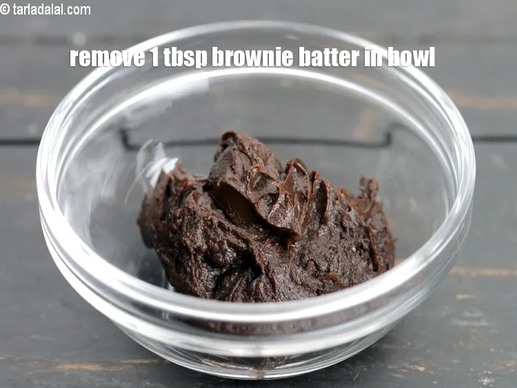 Step 16 – Remove 1 tbsp brownie batter in a small bowl.