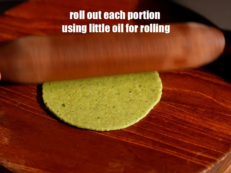 Step 15 – Roll out each portion of the dough into a 100 mm. (4 inch) diameter circle …