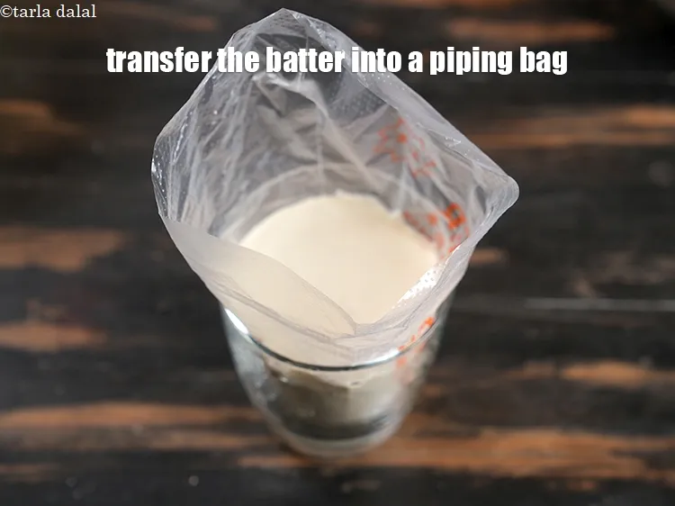 Step 17 – Transfer the batter into a piping bag.