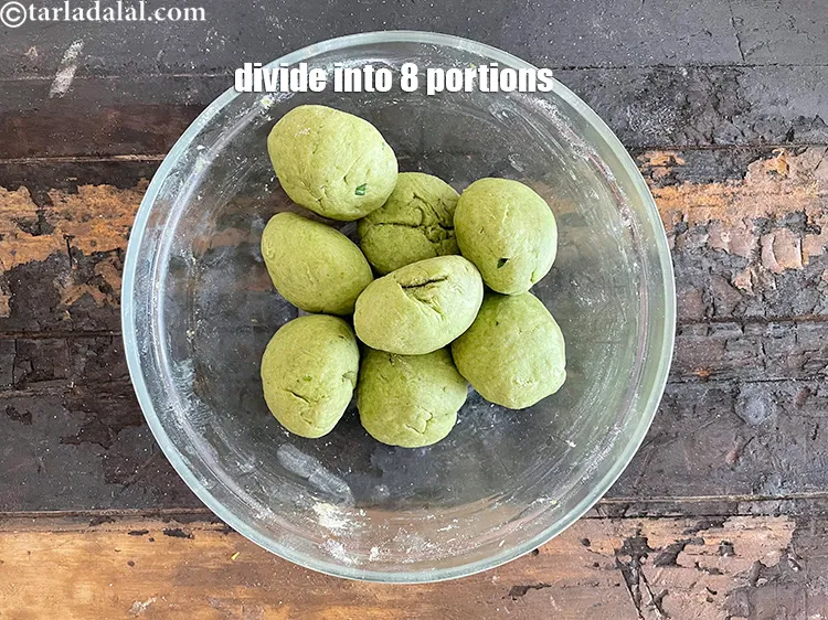 Step 24 – Divide the dough into 8 equal portions.