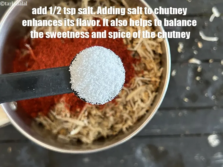 Step 20 – Adding salt to <strong>sesame chutney</strong> enhances its flavor and brings out the other ingredients. It …
