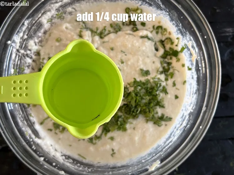 Step 15 – Add 1/4 cup water.