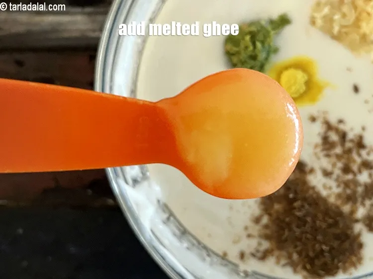 Step 18 – Add&nbsp;<meta charset="UTF-8" />2 tsp&nbsp;melted&nbsp;<a href="glossary-ghee-245i">ghee</a>.