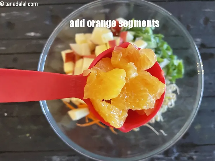 Step 15 – Add&nbsp;<meta charset="UTF-8" />1/4 cup&nbsp;<a href="glossary-orange-segments-116i">orange segments</a>.