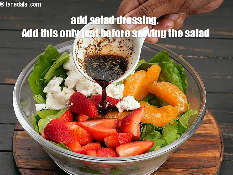 Step 20 – Add salad dressing. Add this only just before serving the salad.