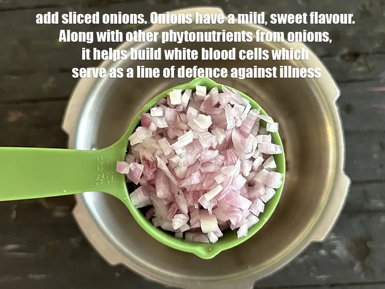 Step 17 – <html><head></head><body><p>Add&nbsp;1/2 cup&nbsp;<a href="glossary-sliced-onions-745i">sliced onions</a>.&nbsp;Onions have a mild, sweet flavor that complements the other flavors in …