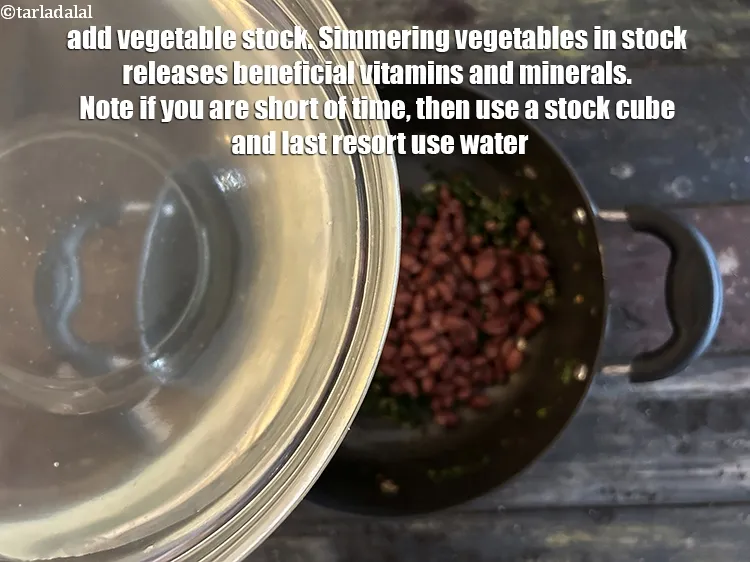 Step 24 – Add 4 cups <meta charset="UTF-8" /><strong><a href="https://www.tarladalal.com/basic-vegetable-stock-38556r">basic vegetable stock recipe</a>.</strong>&nbsp;Simmering vegetables in stock releases beneficial …
