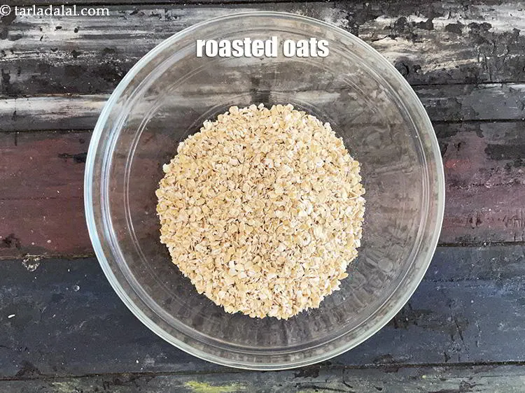 Step 15 – In a deep bowl put the roasted oats. See above for roasting of oats.