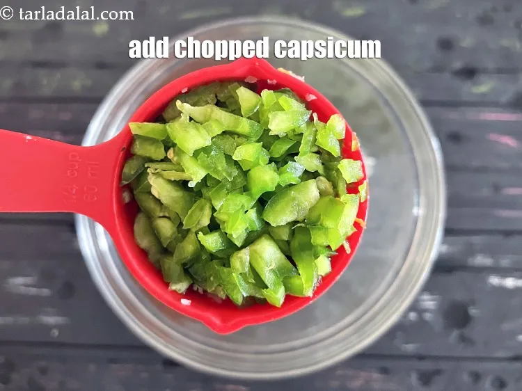 Step 15 – Add 1/4 cup chopped capsicum.
