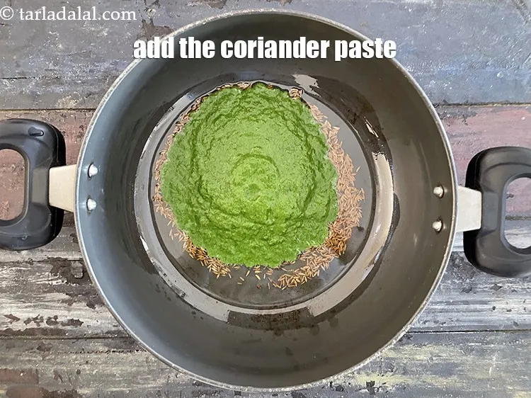 Step 18 – Add the prepared coriander paste.