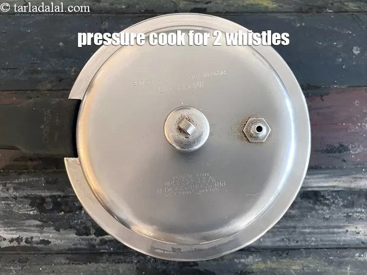 Step 15 – Pressure cook for 2 whistles.&nbsp;