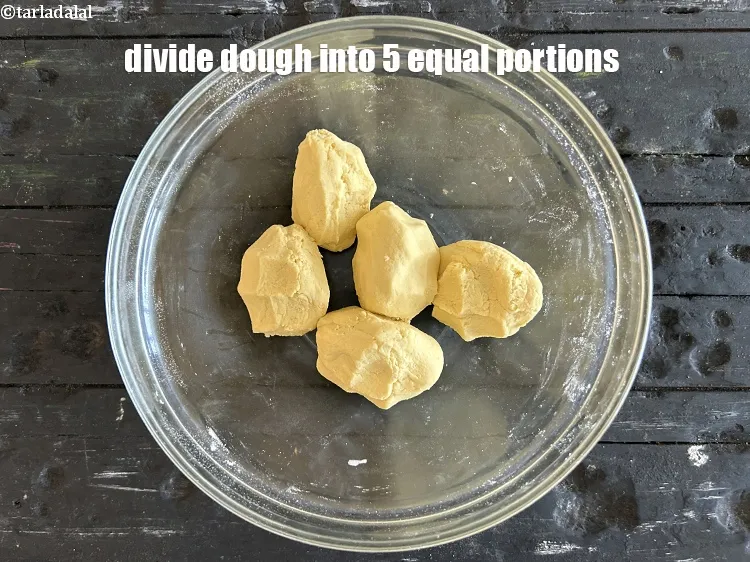 Step 15 – Divide the dough into 5 equal portions.