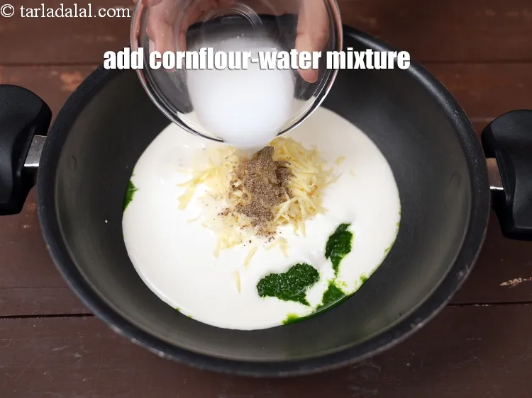 Step 16 – Add the&nbsp;cornflour-water mixture.