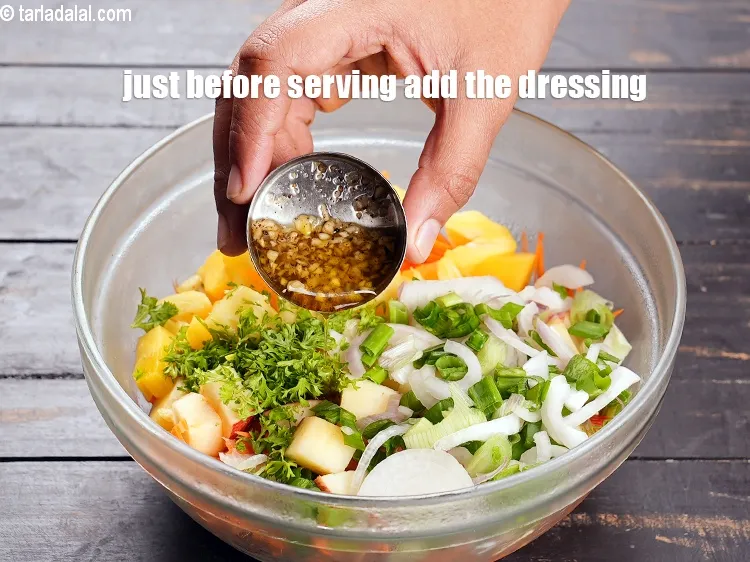Step 20 – Just before serving add the dressing.