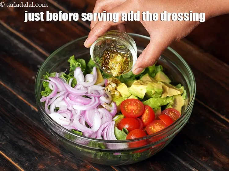 Step 16 – Just before serving add the dressing.