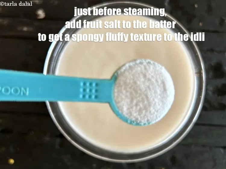 Step 15 – <meta charset="UTF-8" /> Just before steaming, add 1/2 tsp&nbsp;<a href="glossary-fruit-salt-420i">fruit salt</a>&nbsp;to the batter. Fruit salt …