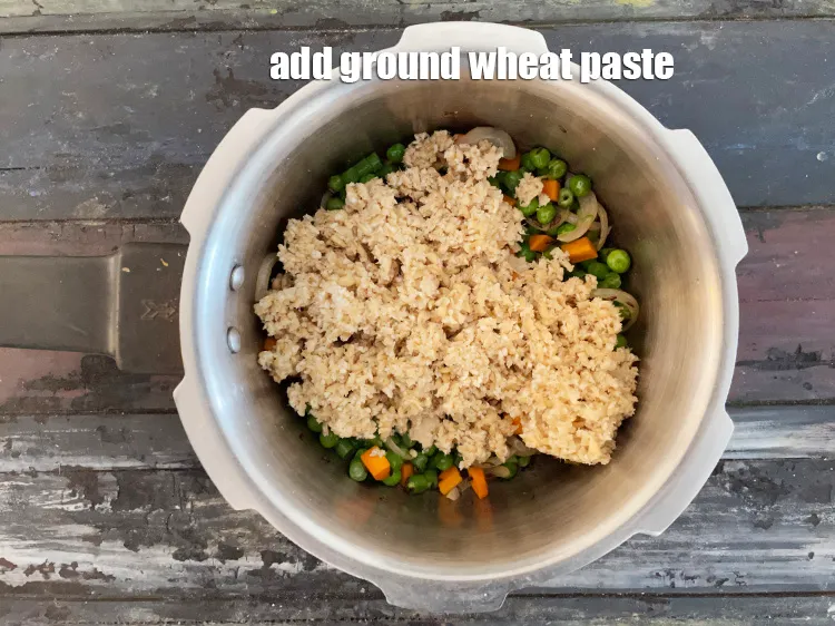 Step 31 – Add the ground wheat paste.