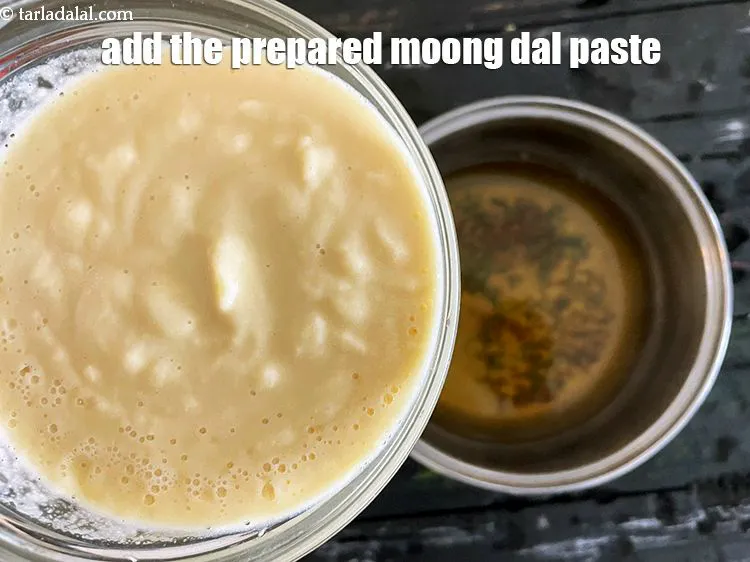 Step 22 – Add the prepared moong dal paste.
